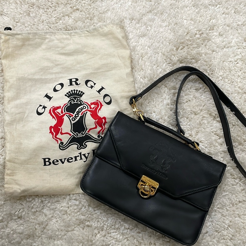 Vintage Giorgio Beverly Hills Black Leather Bag